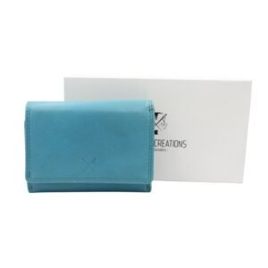 Medium women’s leather wallet with RFID protection turquoise color