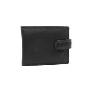 Men’s leather wallet with snap closure in black color