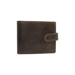 Men’s leather wallet with snap closure in green color