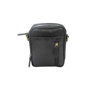 Black men’s leather crossbody and belt bag