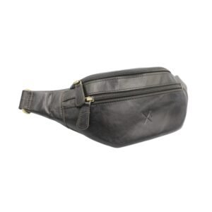 Black leather waist & chest bag