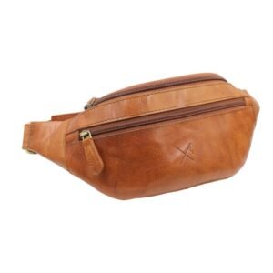 Δερμάτινη μπανάνα μέσης & στήθους ταμπά χρώμα