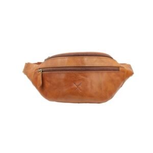 Tan leather waist & chest bag
