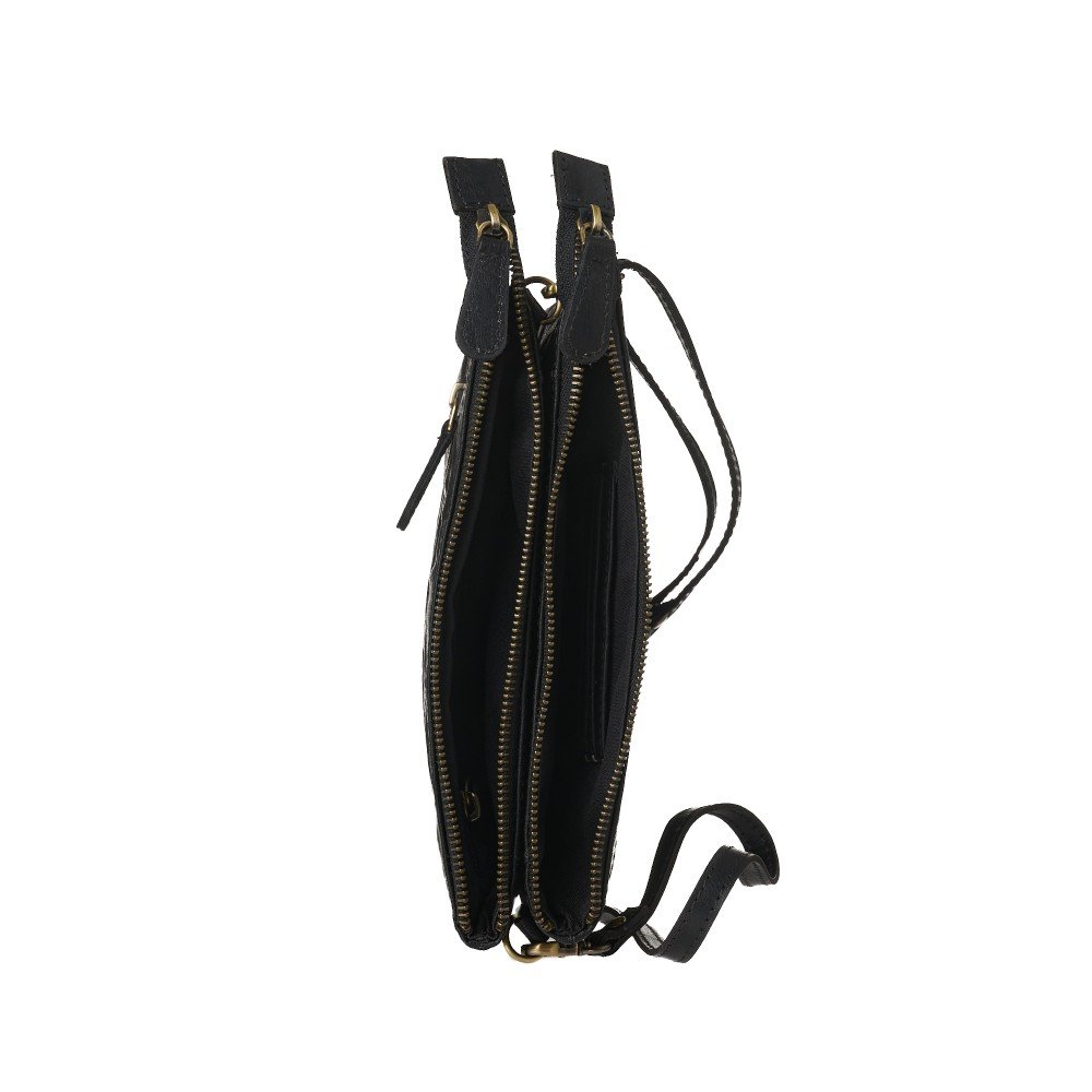 Women’s leather crossbody bag in black color - Image 2