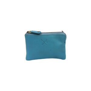 Δερμάτινο πορτοφολάκι κερμάτων με κλειδοθήκη τιρκουάζ χρώμα