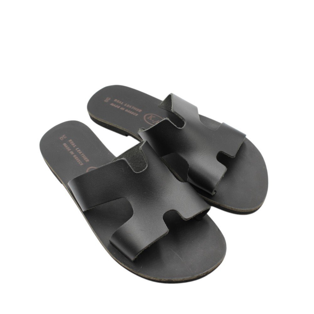 Handmade women's leather sandals in black color - Image 3