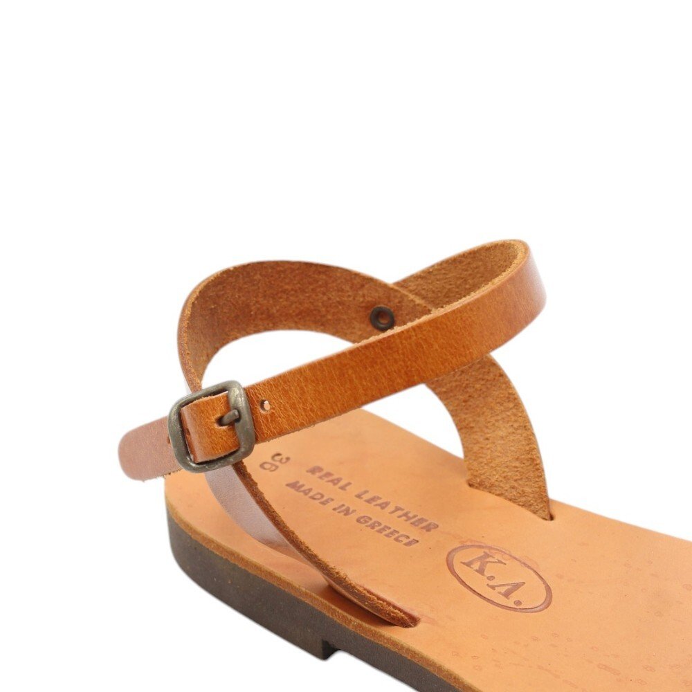 Brown women’s leather sandals with buckle and straps - Image 5