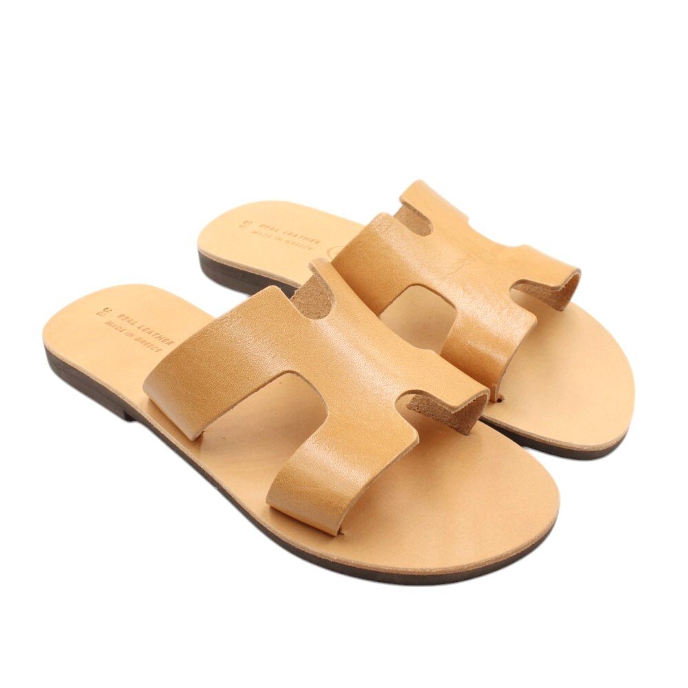 Handcrafted women’s leather sandals in natural brown - Image 2