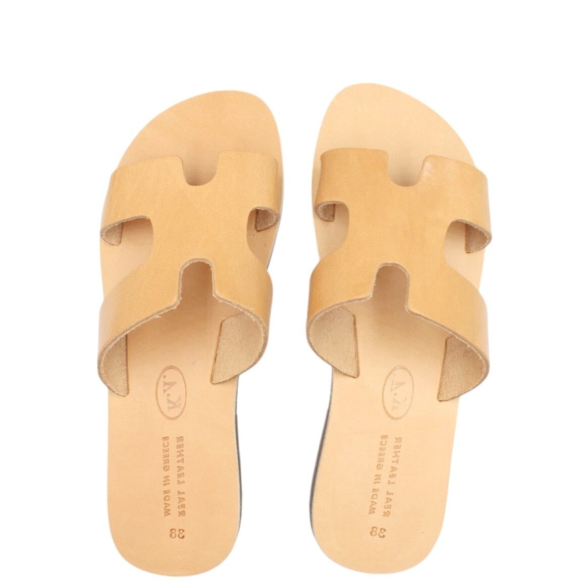 Handcrafted women’s leather sandals in natural brown