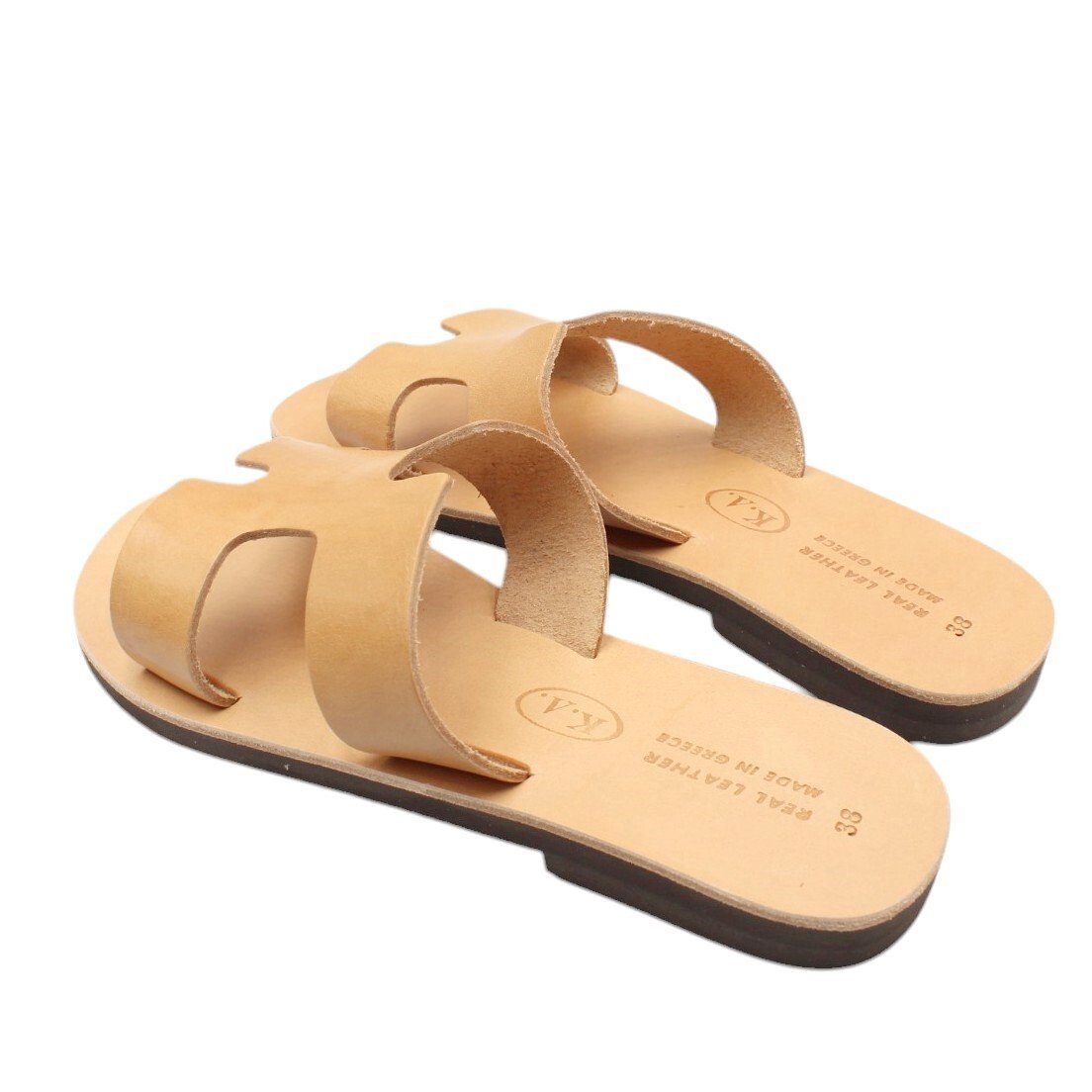 Handcrafted women’s leather sandals in natural brown - Image 3