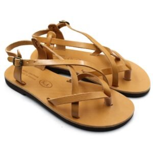 Brown handcrafted women’s leather sandal with buckle