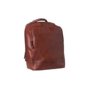 ταμπά δερμάτινη τσάντα πλάτης με δυο κύριες θήκες με φερμουάρ