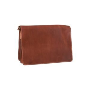 δερμάτινη επαγγελματική τσάντα με καπάκι και δυο ξεχωριστές θήκες ταμπά χρώμα