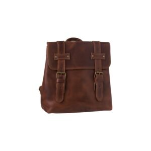 Δερμάτινη τσάντα πλάτης μεσαίο μέγεθος μετατρεπόμενη σε χιαστί καφέ χρώμα