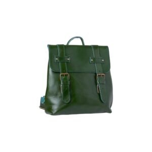 Medium-sized leather backpack convertible into a crossbody bag green color