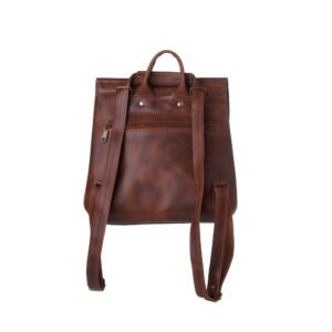 Δερμάτινη τσάντα πλάτης πίσω μεριά με τσέπη