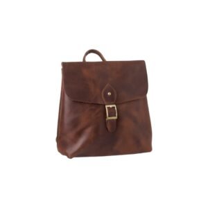 Δερμάτινη τσάντα πλάτης που μετατρέπεται σε χιαστί με καπάκι καφέ χρώμα