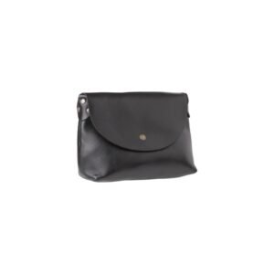 Handcrafted women’s leather handbag with flap closure black color