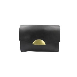 Women’s leather crossbody bag with magnetic closure black color
