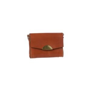 Women’s leather crossbody bag with magnetic closure tan color