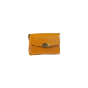 Women’s leather crossbody bag with magnetic closure yellow color