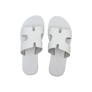 White handmade leather sandals with soft leather insole