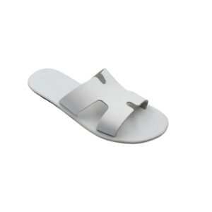 White handmade leather sandals with soft leather insole- on side