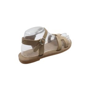 Handmade grey leather sandals with soft sole and ankle ties-5
