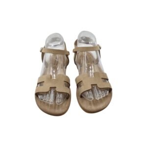 Handmade grey leather sandals with soft sole and ankle ties-3