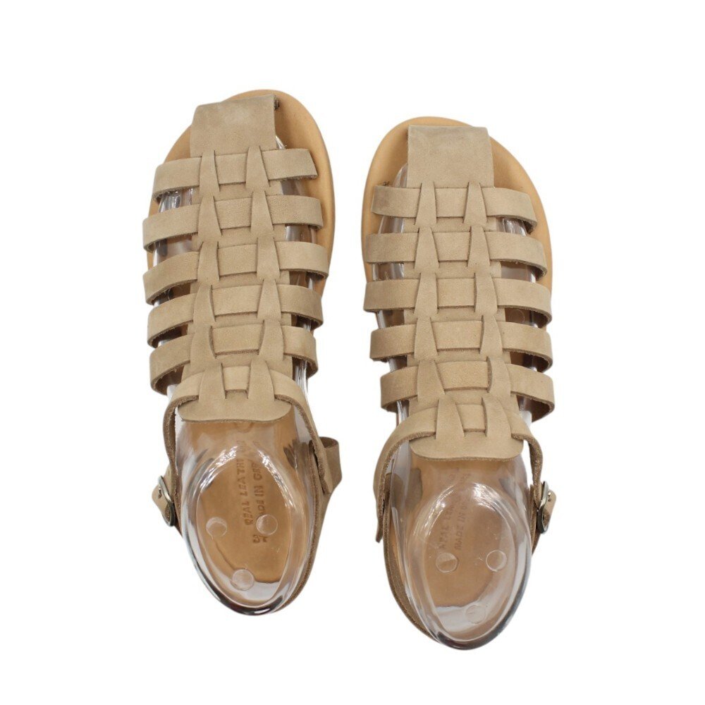 Leather fisherman sandals in sand grey-5
