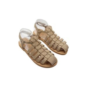 Leather fisherman sandals in sand grey-4