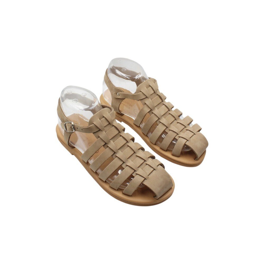 Leather fisherman sandals in sand grey-4