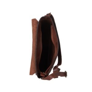 Leather messenger bag for crossbody & shoulder carry inside one main compartment