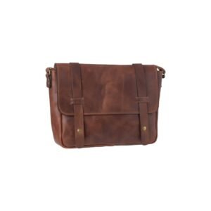 Leather messenger bag for crossbody & shoulder carry brown color