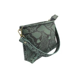 Handcrafted leather shoulder and crossbody bag with snake print -3