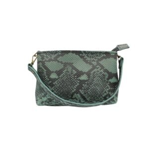 Handcrafted leather shoulder and crossbody bag with snake print -2