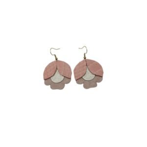 Handcrafted leather dangle earrings in pink tones