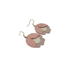 Handcrafted leather dangle earrings in pink tones 1