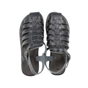 Handmade black leather Fisherman sandals with soft leather insole