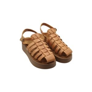 Handcrafted tan leather Fisherman platform sandals