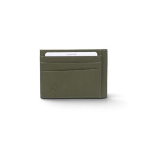 Double-sided leather card holder with RFID protection green color