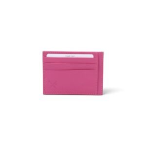Double-sided leather card holder with RFID protection pink color