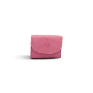 Leather small-sized wallet with RFID protection Pink color