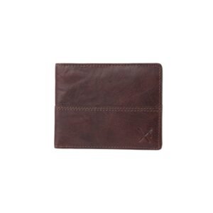 Ανδρικό δερμάτινο πορτοφόλι με σχέδιο και RFID προστασία καφέ χρώμα